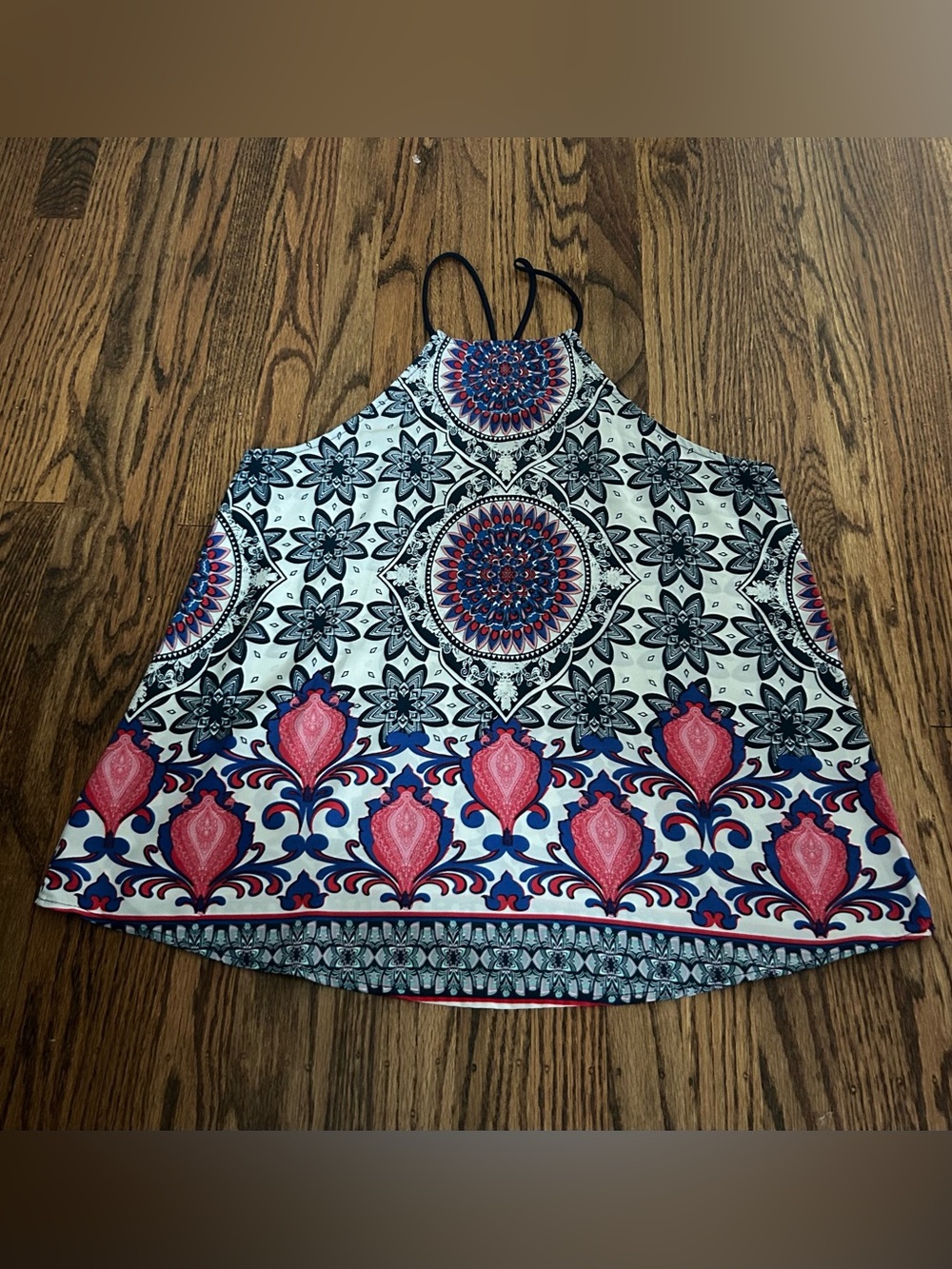 Renee C. brand blue and pink printed halter top